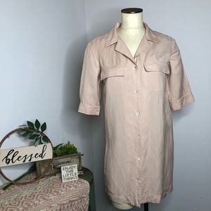 LEO&SAGE Blush Linen Blend Botton Down Shirt Dress Size M